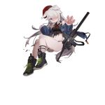  1girl 9a-91 9a-91_(girls&#039;_frontline) 9a-91_(travelling_with_a_loyal_friend)_(girls&#039;_frontline) :&lt; :o animal_ear_request animal_ears animal_hands animal_nose assault_rifle bare_shoulders beret black_footwear black_jacket black_panties black_shirt blue_eyes blush bow bowtie damaged fangdan_runiu full_body furrification furry furry_female game_cg girls&#039;_frontline gun hair_over_one_eye hands_up hat highres jacket long_hair looking_at_viewer midriff navel official_art open_clothes open_jacket panties red_bow red_headwear rifle shirt shoes simple_background sleeveless sleeveless_shirt solo tachi-e tail thigh_pouch thigh_strap thighs torn_clothes torn_shirt transparent_background underwear weapon 