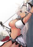  animal_ears armor erect_nipples no_bra oritonagi pantsu tattoo weapon 