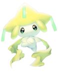  blush closed_mouth commentary_request full_body gen_3_pokemon green_eyes hands_up highres jirachi looking_at_viewer mythical_pokemon no_humans pokemon pokemon_(creature) purobe simple_background smile solo white_background 