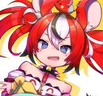  animal_ears blue_eyes bongnom collar hakos_baelz highres hololive hololive_english looking_at_viewer mouse_ears mouse_girl multicolored_hair red_hair sharp_teeth spiked_collar spikes teeth twintails virtual_youtuber 
