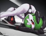 1girl animal_ears arched_back arm_rest ass black_gloves black_leotard bob_cut breasts closed_mouth clothed_pokemon colored_skin fake_animal_ears fake_tail flexible full_body gardevoir gen_3_pokemon gloves glowing green_hair hair_over_one_eye hands_on_ground indoors jack-o&#039;_challenge leotard looking_at_viewer medium_breasts meme mirror patreon_logo patreon_username playboy_bunny playboy_bunny_leotard pokemon pokemon_(creature) pose rabbit_ears rabbit_tail red_eyes reflection rilex_lenov shadow shiny shiny_clothes shiny_hair short_hair sideboob smile solo strapless strapless_leotard stretch tail tile_floor tiles top-down_bottom-up white_skin wide_spread_legs 