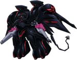  arm_cannon black_selena chibi kidou_senkan_nadesico kidou_senkan_nadesico_-_prince_of_darkness looking_up lowres mecha mechanical_tail no_humans official_art red_eyes science_fiction solo super_robot_wars super_robot_wars_t tail transparent_background weapon 