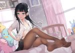  bada_(jksh5056) bra feet open_shirt pantsu pantyhose see_through seifuku skirt_lift undressing 