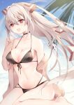  bikini erect_nipples fujiwara_no_mokou hiiro60 open_shirt swimsuits touhou 