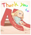  1girl :&lt; barefoot blonde_hair blue_eyes border buttons child commentary_request crayon kozato_(yu_kozato) low_twintails original oversized_clothes short_sleeves short_twintails slide solo twintails white_border 