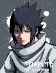  1boy bangs black_hair closed_mouth forehead grey_background grey_eyes grey_jacket hair_between_eyes heterochromia highres jacket naruto_(series) naruto_shippuuden pinoko_(pnk623) red_eyes rinnegan sharingan short_hair solo uchiha_sasuke v-shaped_eyebrows 