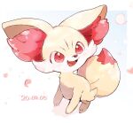  animal_ear_fluff blush commentary_request dated fangs fennekin full_body gen_6_pokemon nao_(naaa_195) no_humans open_mouth pokemon pokemon_(creature) red_eyes solo tongue white_background 