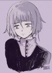  1other androgynous bangs closed_mouth crona_(soul_eater) dated looking_to_the_side purple_hair short_hair simple_background solo soul_eater sweatdrop three9moon 