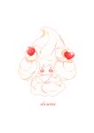  alcremie alcremie_(strawberry_sweet) character_name closed_mouth food fruit full_body gen_8_pokemon hagetapo hands_up no_humans pokemon pokemon_(creature) red_eyes simple_background solo strawberry white_background 