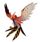  beak bird clothed_pokemon commentary_request gen_6_pokemon jacket jewelry looking_to_the_side necklace nigiri_(ngr24) no_humans orange_jacket pokemon pokemon_(creature) short_sleeves solo talonflame talons yellow_eyes 