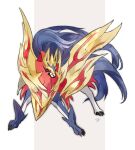  claws commentary_request full_body gen_8_pokemon highres legendary_pokemon looking_at_viewer ngr_(nnn204204) no_humans pokemon pokemon_(creature) red_eyes red_fur signature standing zamazenta zamazenta_(crowned) 