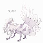  alternate_color character_name commentary_request full_body gen_1_pokemon looking_back ngr_(nnn204204) ninetales no_humans pokemon pokemon_(creature) purple_eyes signature simple_background solo standing toes white_background 