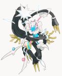  ball blacephalon claws commentary_request gen_7_pokemon glowing holding ngr_(nnn204204) no_humans pokemon pokemon_(creature) signature simple_background ultra_beast white_background xurkitree 