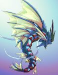  commentary_request fangs fins from_side fusenryo gen_1_pokemon gyarados highres looking_down mega_gyarados mega_pokemon no_humans open_mouth pokemon pokemon_(creature) red_eyes solo 