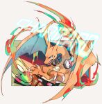  charizard claws commentary_request dj fangs fire flame gen_1_pokemon headphones jewelry necklace ngr_(nnn204204) no_humans open_mouth poke_ball_print pokemon pokemon_(creature) tongue 