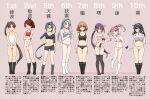  6+girls abs ahoge akebono_(kancolle) amagiri_(kancolle) ayanami_(kancolle) bandages black_bra black_hair black_panties blue_eyes blush bra breasts brown_eyes brown_hair cassandra_(seishun_katsu_sando) cleavage closed_mouth collarbone full_body glasses grey_eyes grey_hair headband highres kantai_collection large_breasts long_hair looking_at_viewer medium_breasts multiple_girls navel oboro_(kancolle) open_mouth panties pink_eyes pink_hair ponytail purple_hair sagiri_(kancolle) sazanami_(kancolle) shikinami_(kancolle) short_hair silver_hair socks standing thighhighs translation_request twintails underwear underwear_only ushio_(kancolle) very_long_hair white_bra white_panties 