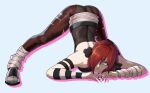  a.b.a absurdres bandages black_legwear flexible green_eyes guilty_gear guilty_gear_xrd hair_over_one_eye highres jack-o&#039;_challenge key_in_head looking_at_viewer red_hair short_hair top-down_bottom-up 