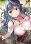  1girl amano_nene_(vtuber) bangs blue_eyes blush breasts cleavage highres large_breasts long_hair looking_at_viewer ogata_tei production_kawaii smile solo 