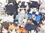 ! 1other 4boys 6+girls :3 :d aak_(arknights) ambiguous_gender animal_ear_fluff animal_ears animal_hands animal_nose arknights bangs black_cape black_footwear black_gloves black_hair black_headwear black_jacket black_shirt blaze_(arknights) blonde_hair blue_eyes boots braid broca_(arknights) brown_background brown_hair cabbie_hat cameo cape cat_ears chibi chibi_on_head cliffheart_(arknights) closed_mouth colored_eyelashes commentary computer cup doctor_(arknights) english_commentary english_text error_message eyebrows_visible_through_hair fang flower folinic_(arknights) fur-trimmed_cape fur_trim gloves green_eyes green_hair grey_eyes grey_gloves grey_hair hair_flower hair_ornament hairband hat haze_(arknights) hood hood_up hooded_jacket indra_(arknights) iris_(arknights) jacket jessica_(arknights) kal&#039;tsit_(arknights) laptop leopard_ears long_hair lying melantha_(arknights) minigirl mint_(arknights) mountain_(arknights) mousse_(arknights) mug multicolored_hair multiple_boys multiple_girls nightmare_(arknights) on_head on_side one_eye_closed open_clothes open_jacket open_mouth orange_hair out_of_frame parted_lips paw_gloves phantom_(arknights) ponytail pramanix_(arknights) purple_eyes purple_hair red_hair red_hairband rosmontis_(arknights) schwarz_(arknights) shirt shoe_soles silverash_(arknights) simple_background skyfire_(arknights) smile someyaya spoken_exclamation_mark streaked_hair sweat swire_(arknights) thick_eyebrows too_many very_long_hair waai_fu_(arknights) white_eyes white_hair white_headwear white_jacket white_shirt witch_hat yellow_eyes 