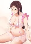  1girl absurdres big_belly bikini blush breasts highres large_breasts long_hair love_live! love_live!_school_idol_project love_live!_sunshine!! pregnant red_hair sakurauchi_riko smile sweat swimsuit yellow_eyes 