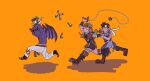  armor artist_request axe belt black_hair blonde_hair brown_hair cape castlevania devil_(tekken) fingerless_gloves full_body gloves headband highres horns long_hair male_focus mishima_kazuya multiple_boys muscular richter_belmont short_hair simon_belmont simple_background super_smash_bros. tekken weapon whip wings 