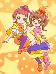  2girls green_eyes halloween kamisama_minarai:_himitsu_no_cocotama kato-shun multiple_girls palms_together pantyhose purple_legwear starry_background wings_through_headwear yotsuba_kokoro 