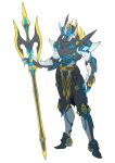  1boy absurdres armor catball1994 full_armor full_body helmet highres holding holding_lance holding_polearm holding_weapon kamen_rider kamen_rider_durendal kamen_rider_saber_(series) knight lance looking_down open_hand polearm redesign solo standing tokusatsu weapon white_background 