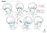  1boy bakemonogatari character_sheet color_trace highres male_focus monogatari_(series) multiple_views official_art oshino_meme partially_colored portrait production_art production_note scan simple_background turnaround white_background zip_available 