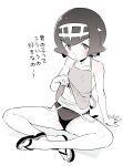  monochrome naked_apron open_shirt pokemon school_swimsuit suiren_(pokemon) swimsuits toku_(ke7416613) 