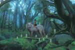  animal forest ghibli kodama mononoke_hime san snatti tree wolf 