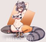  animal_ears artist_request ears g-string md5_mismatch melkcoffee original pussy raccoon_ears raccoon_tail signature snuffy_(vtuber) tail thighhighs thong torn_clothes torn_legwear virtual_youtuber 