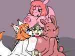  4:3 alisa_(dante) anthro bedroom_eyes bunmom_(percey) eyewear female girly glasses group group_hug hug licking licking_another licking_partner male male/female narrowed_eyes percey percey_(character) seductive tongue tongue_out verna_(switch) 