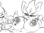  anthro bedroom_eyes breast_play breasts canid canine canis cinderace domestic_dog duo female girly male male/female mammal monochrome narrowed_eyes nintendo percey percey_(character) pok&eacute;mon pok&eacute;mon_(species) scorbunny seductive sex titfuck tongue tongue_out video_games 