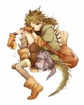  bandage blush bottomwear bread breadcrumbs clothed clothing dragon duo eating eyes_closed feral food footwear gloves handwear humanoid leaf male map megumumatsuyama one_eye_closed quadruped shoes shorts shoulder_bag simple_background socks stick tongue tongue_out white_background 