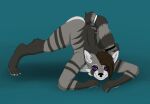  anthro ass_up fur jack-o&#039;_pose kvn_poulsen kvnpoulsen male mammal pose procyonid purple_eyes raccoon solo striped_body striped_fur stripes 