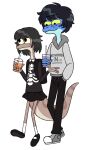  amphibia_(series) amphibian anthro beverage bubble_tea disney duo fan_character female frog male newt salamander_(amphibian) tigrsugr 