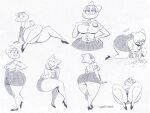  4:3 anthro armwear bent_over big_breasts bottomwear breasts cartoon_network clothing domestic_cat elbow_gloves felid feline felis female gloves hand_on_breast handwear hi_res looking_at_viewer mammal mature_female monochrome nicole_watterson sketch_page skirt the_amazing_world_of_gumball thick_thighs upskirt wolftang 