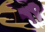  alternate_species canid canine canis ears_down fate_(series) fur furrification guda_maru hair hi_res lancelot_(fate) male mammal open_mouth pivoted_ears purple_body purple_eyes purple_fur purple_hair snarling solo teeth wolf 