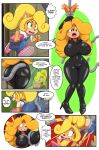  activision anthro bandicoot big_breasts bigdon1992 blonde_hair breasts butt clothed clothing coco_bandicoot comic crash_bandicoot_(series) dialogue digital_media_(artwork) duo english_text female fur green_eyes hair hi_res looking_at_viewer mammal marsupial martincorps open_mouth rubber speech_bubble tawna_bandicoot tentacles text video_games 