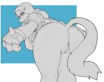  anthro anthrofied anus bent_over big_breasts big_butt bottomless breasts butt canid canine caveira clothed clothing female genitals headgear headwear hi_res janjin192 looking_back lucario mammal nintendo open_clothing open_shirt open_topwear pok&eacute;mon pok&eacute;mon_(species) pok&eacute;morph pussy rainbow_six:_siege shirt side_boob solo spikes spikes_(anatomy) thick_thighs tongue tongue_out topwear video_games 