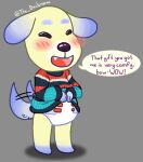  animal_crossing anthro canid canine canis daisy_(animal_crossing) diaper domestic_dog drawable_(artist) english_text female mammal nintendo solo text video_games 