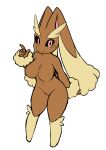  2021 anthro arm_tuft black_sclera breasts brown_body brown_fur digital_media_(artwork) ear_tuft featureless_breasts featureless_crotch female fur iriedono lopunny nintendo pink_eyes pok&eacute;mon pok&eacute;mon_(species) simple_background solo tan_body tan_fur tuft video_games white_background wrist_tuft 