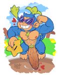  alpha_channel armpit_hair big_penis bodily_fluids body_hair diskodeath eyewear feral genital_fluids genitals haplorhine hi_res male mammal mario_bros monkey muscular muscular_male nintendo penis precum primate solo sunglasses super_mario_galaxy the_chimp vein veiny_penis video_games 