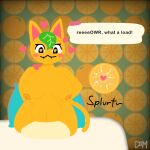  &lt;3 &lt;3_eyes 1:1 animal_crossing anthro big_breasts bodily_fluids breasts cum cum_inflation dimsun domestic_cat duo english_text felid feline felis female freckles genital_fluids human impregnation inflation male male/female mammal nintendo ovum ovum_with_heart speech_bubble sperm_cell tangy_(animal_crossing) text video_games 
