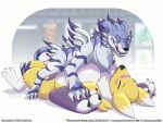  4:3 anthro anthro_on_feral bandai_namco bestiality blush breasts canid canine digimon digimon_(species) duo female feral garurumon hi_res levinsig_(artist) licking licking_lips mammal on_top pinned renamon tongue tongue_out 