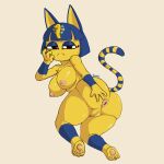  1:1 absurd_res animal_crossing ankha_(animal_crossing) anthro anus big_breasts breasts butt domestic_cat felid feline felis female frown gammainks genitals hi_res looking_at_viewer looking_back mammal nintendo nude pussy solo spread_butt spreading video_games 