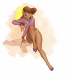  anthro bedroom_eyes bottomless clothed clothing disney female high_heels looking_at_viewer mammal narrowed_eyes rebecca_cunningham saransaran seductive solo talespin ursid 