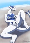  absurd_res anthro anthrofied beach big_breasts bikini breasts clothing female hi_res holding_breast legendary_pok&eacute;mon looking_at_viewer lugia lying nintendo on_back pok&eacute;mon pok&eacute;mon_(species) pok&eacute;morph seaside solo spread_legs spreading swimwear teknomekanoid video_games 