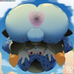  1:1 2021 4_fingers anus balls big_balls big_breasts big_butt bio-android_(dragon_ball) blue_body blue_skin blue_tongue breasts butt cell_jr cloud digital_drawing_(artwork) digital_media_(artwork) dragon_ball fingers genitals hi_res humanoid looking_at_viewer male monster monstrous_humanoid moobs nipples outside presenting presenting_hindquarters red_eyes short_stack sky solo tongue tzokatli upside_down watermark 