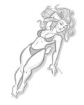  bikini bovid caprine clothing female goat hi_res humanoid hybrid mammal monochrome nicnak044 pinup pinup_pose pose sketch solo swimwear 